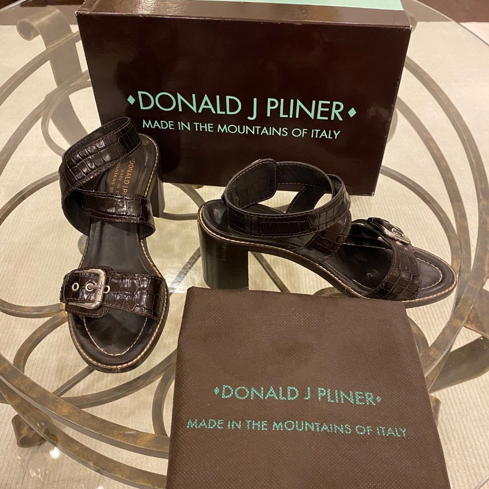 Donald J Pliner, Size 7, Expresso, Block Heel Sandal